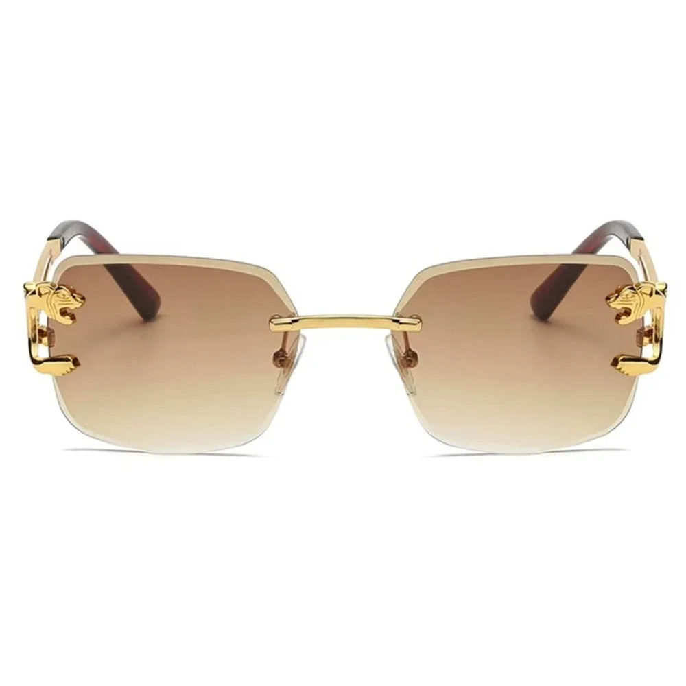 Men Sunglasses Gold Metal Frame Brown Gradient Lens Fashion UV400 Protection New
